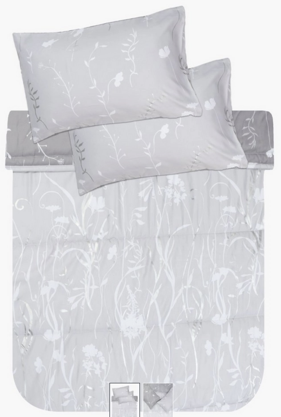 Soft Touch Twill Victoria Reversible Comforter Set (Light Grey) King